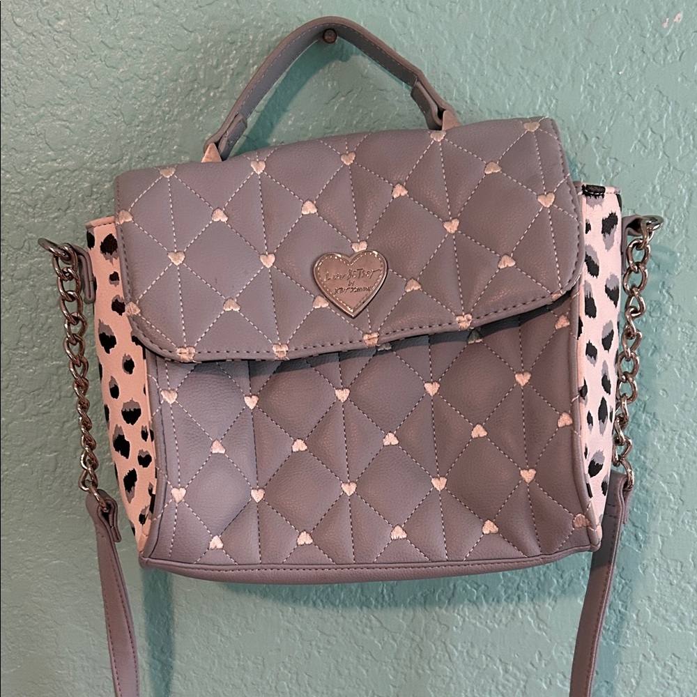 Betsey Johnson Gray Quilted Heart purse